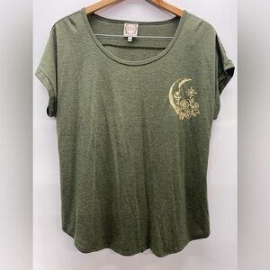 Green and Gold Glitter Celestial Moon and Star shirt